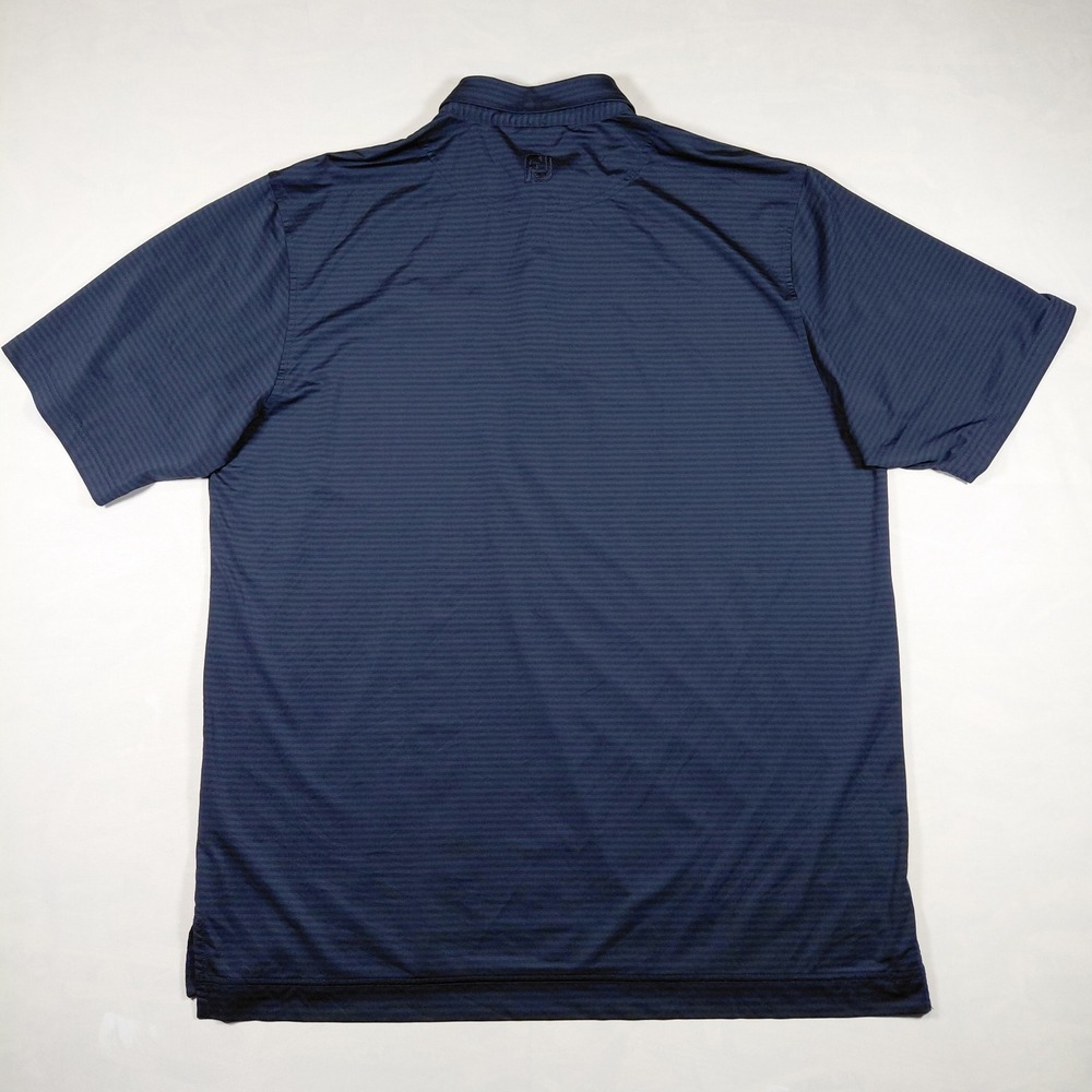 FootJoy Mens XL Navy Blue Striped Golf Polo Scott A McIntosh Folds of Honor Tour - Picture 6 of 11